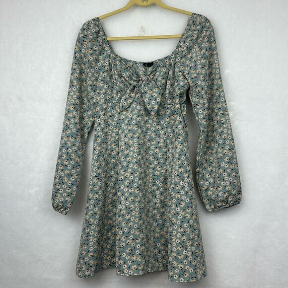 Lily Rose Floral Dress in Multi Print Sz M Long Sleeves Tie at front - Picture 1 of 11